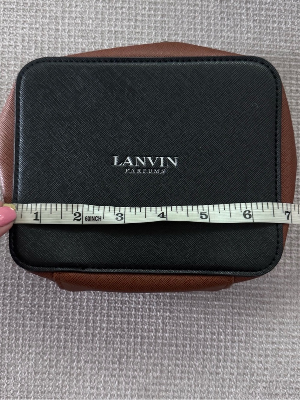 Lanvin Black and Brown Saffiano Toiletry Pouch